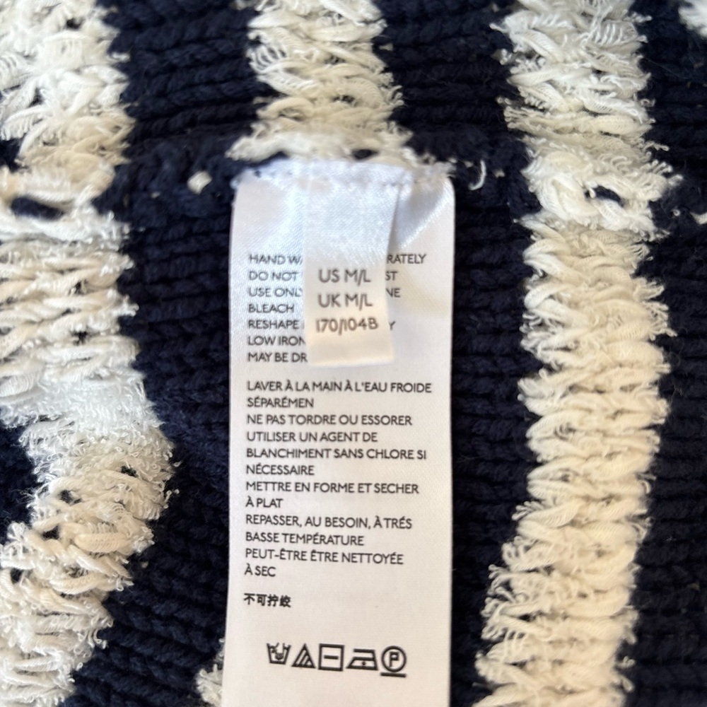 Anthropologie Evie Poncho Sweater Large Striped Relaxed Oversize Short Sleeve - Picture 6 of 9